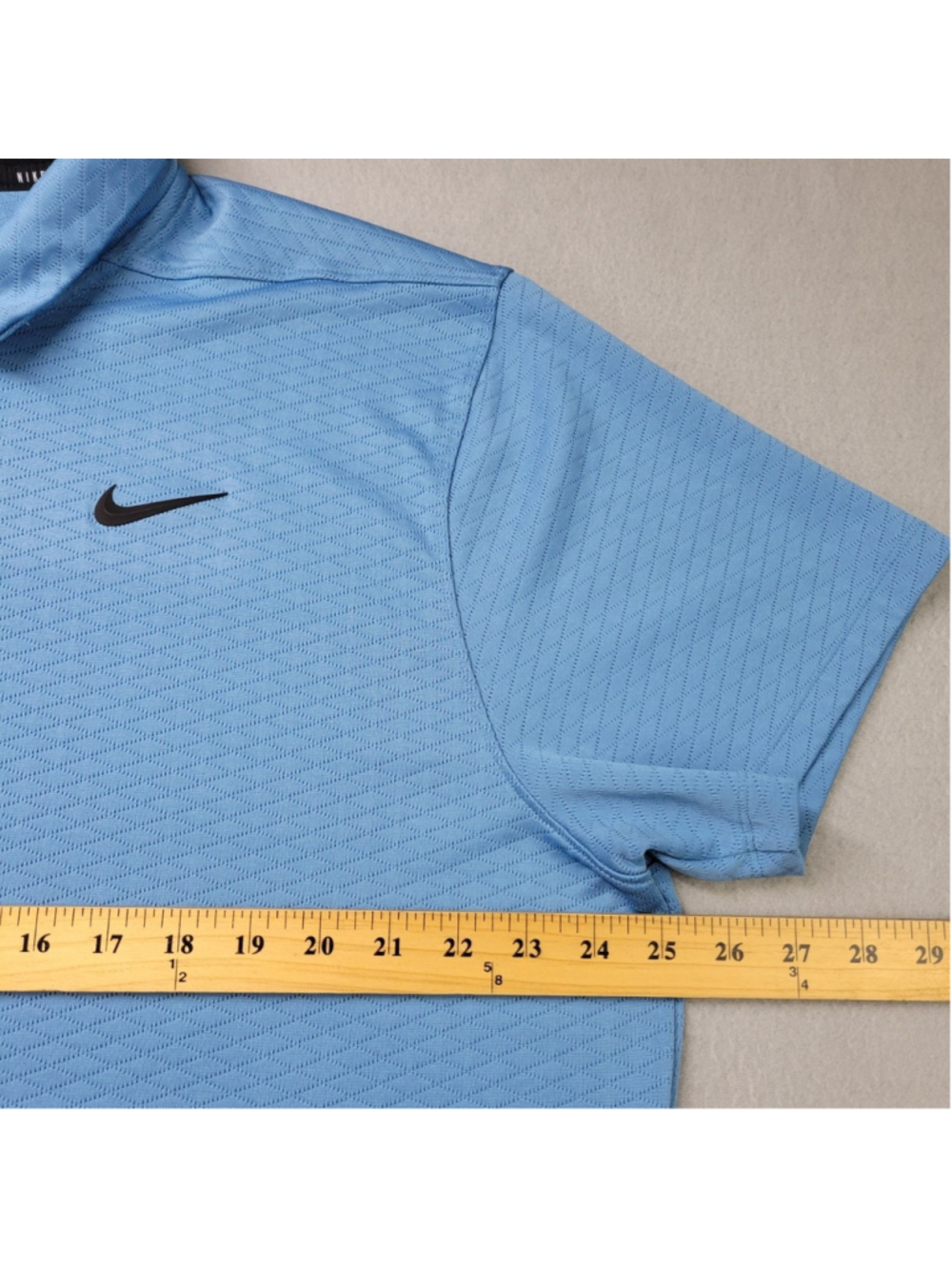 Nike Golf Polo Shirt MEn Size 2XL Blue Rubber Swoosh Logo Short Sleeve Dri-Fit - Picture 5 of 9
